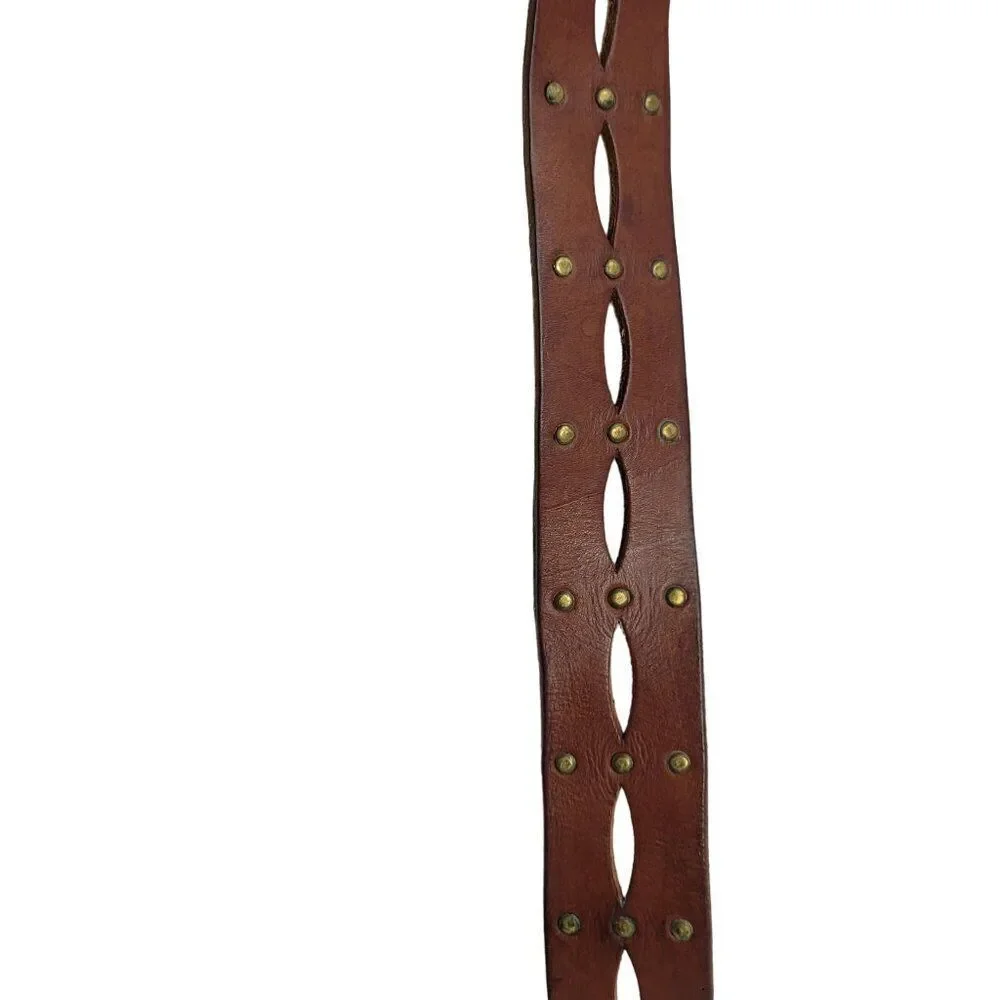 AEO Genuine Leather Brown‎ Belt M Perforated Studded Boho Country Cowgirl